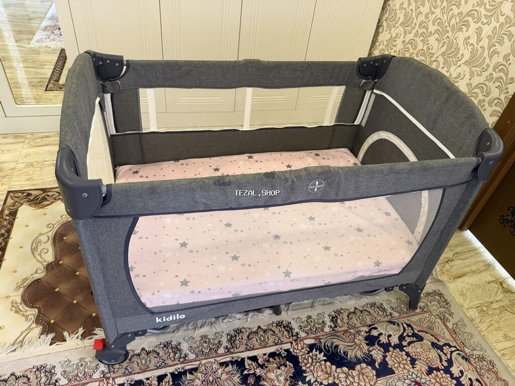 Kidilo qatlanan uşaq çarpayısı(kravat) - Rəng: tünd boz. Kidilo Xırdalan — TezAl.shop