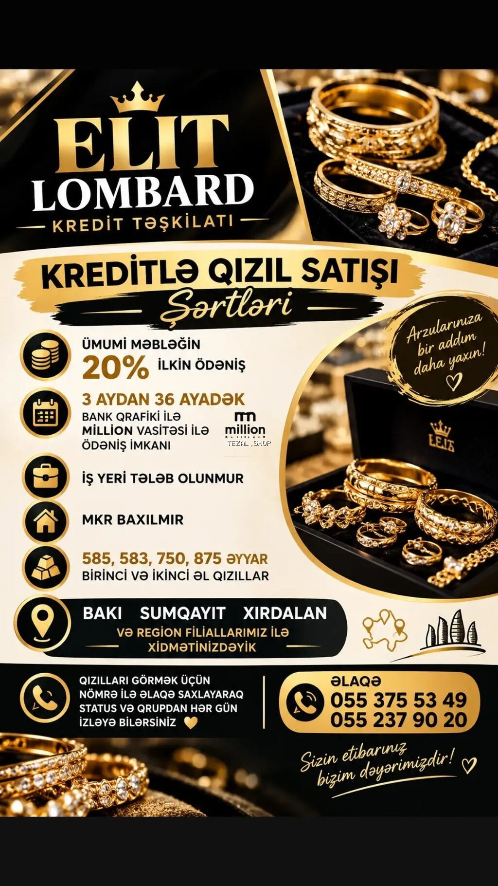 Dəstə daxildir: Sırğa, Tiffany, Sarı qızıl, 585 Əyar