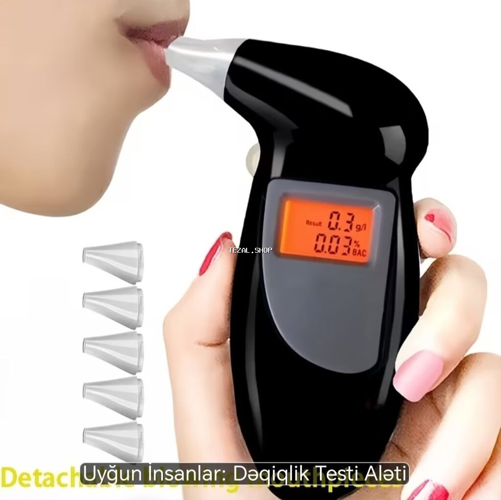 Portativ Alkoqol Testeri (Breathalyzer) - Rəqəmsal LCD ekran
