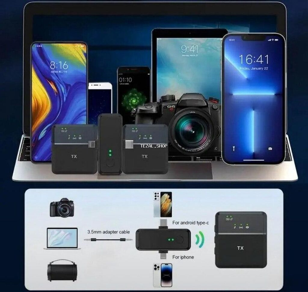 Mikrofon "Sx31" Simsiz yaxa mikrofonu SX31 iOS/Android smartfonu - şəkil 2