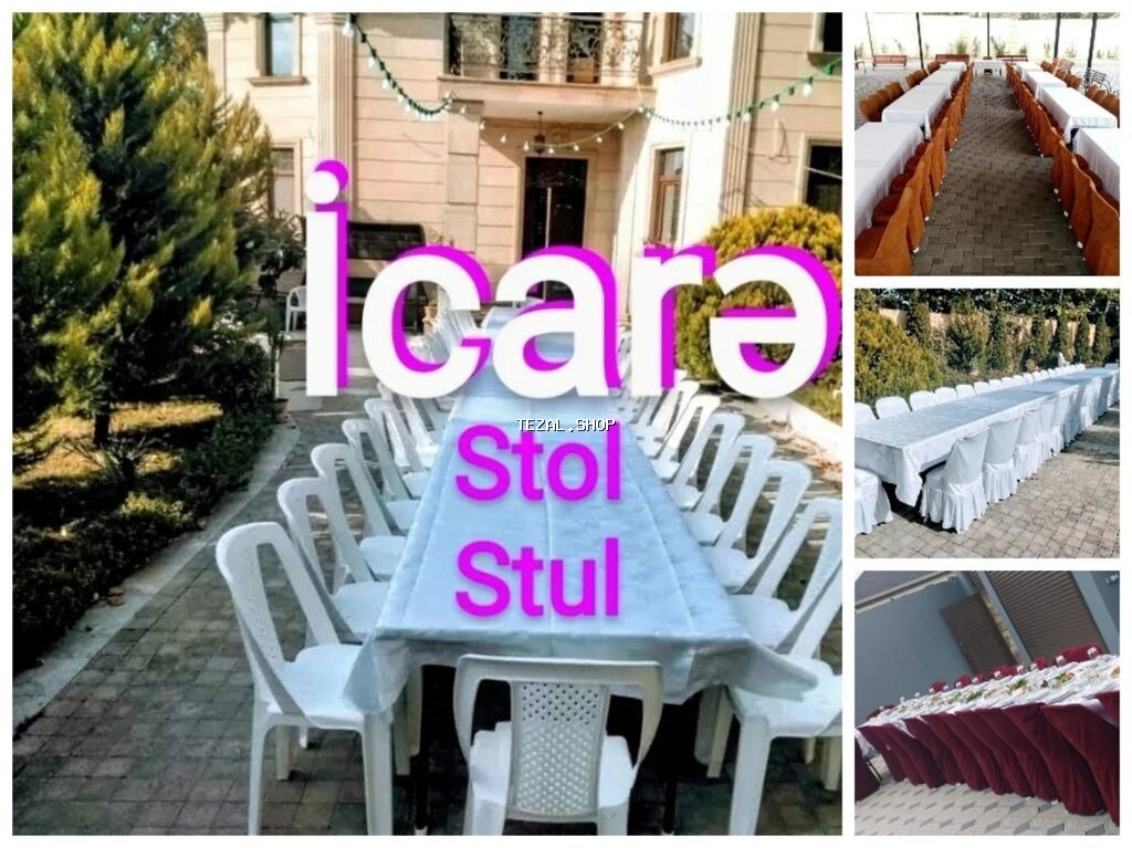 Tədbirlər üçün kirayə stol-stul icarəsi. Ad günləri, nişan, xına, toy
