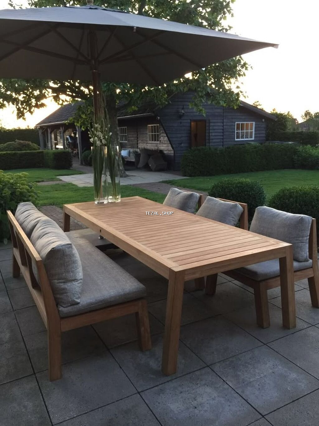 Açıq hava dəsti – massiv təbii ağacdan (teak tipli) bağ/terras üçün -