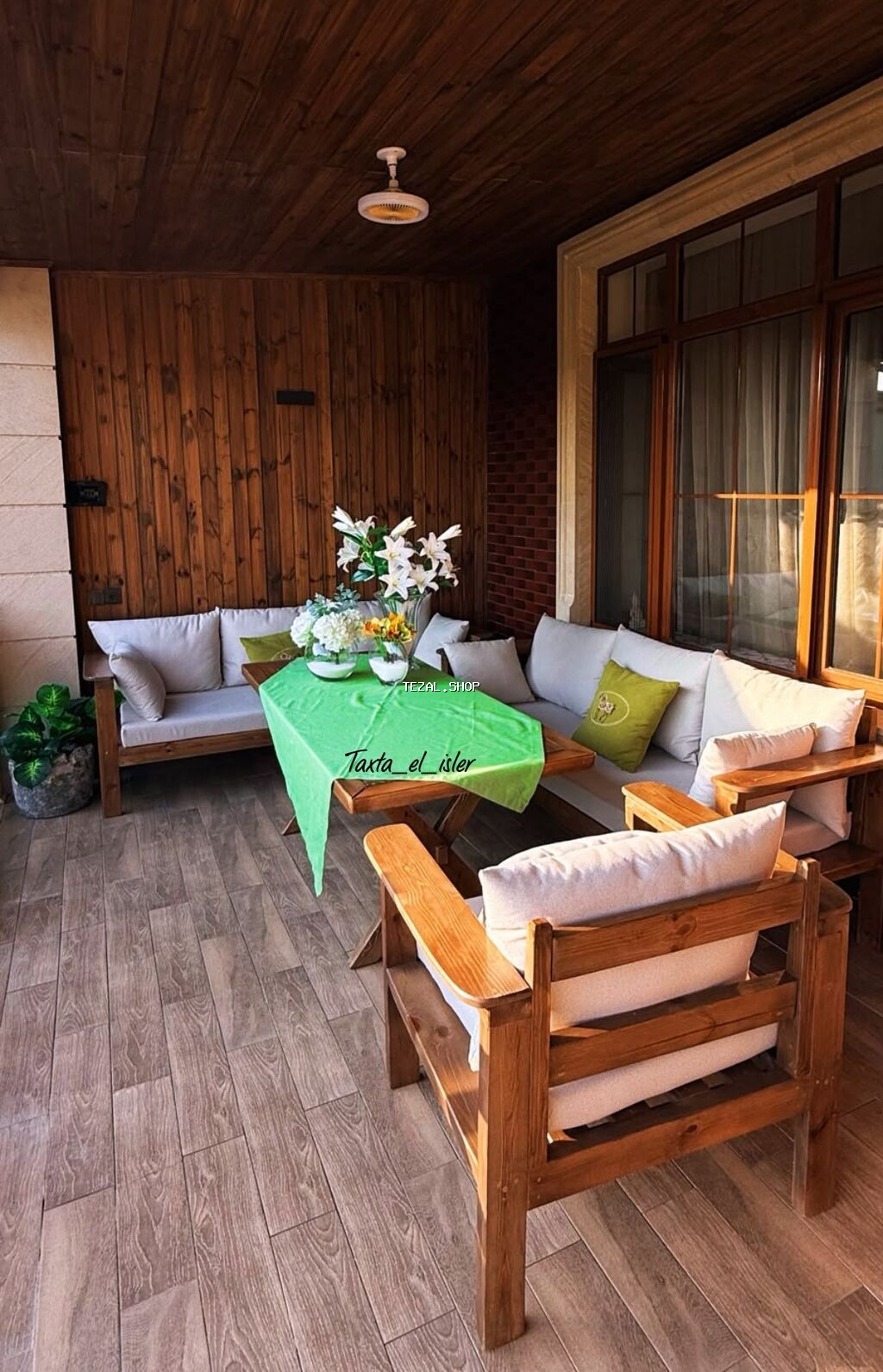 Bağ/terras üçün taxta mebel dəsti - Təbii ağacdan hazırlanmış