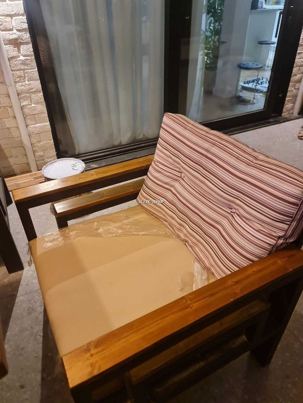 Bağ/balkon üçün taxta mebel dəsti - Tərkib: 1 ədəd 3 nəfərlik divan