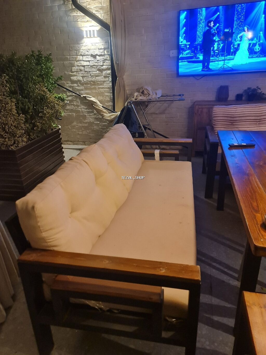 Bağ/balkon üçün taxta mebel dəsti - Tərkib: 1 ədəd 3 nəfərlik divan - şəkil 2