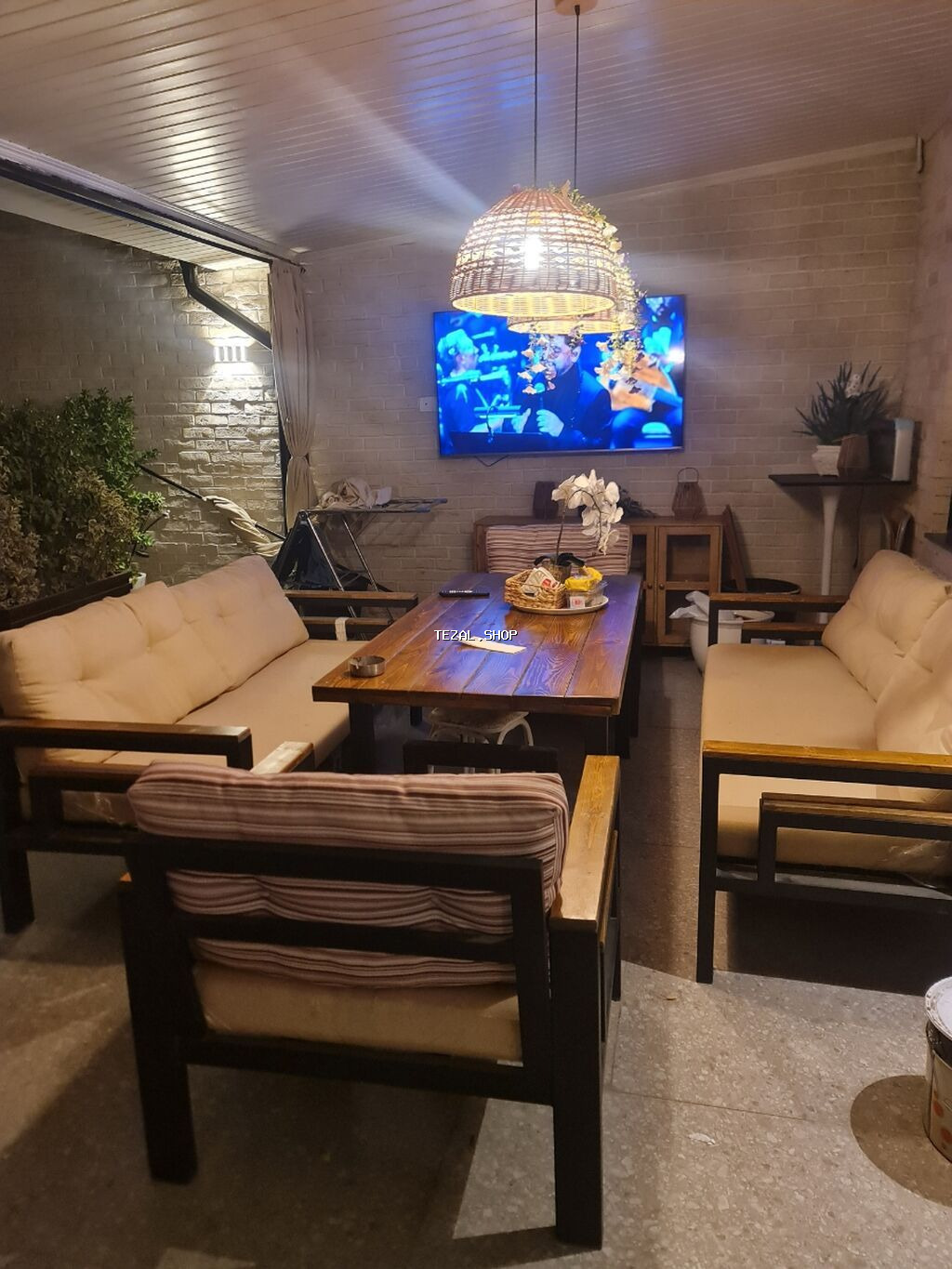 Bağ/balkon üçün taxta mebel dəsti - Tərkib: 1 ədəd 3 nəfərlik divan - şəkil 3