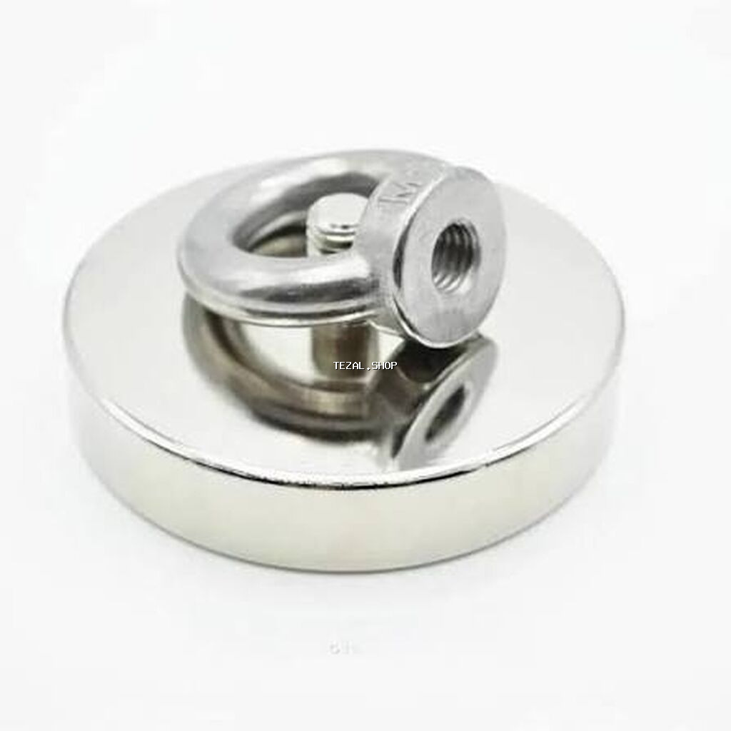 48 mm neodim qarmaqlı maqnit - Diametr: 48 mm - nikel örtüklü korpus - şəkil 2