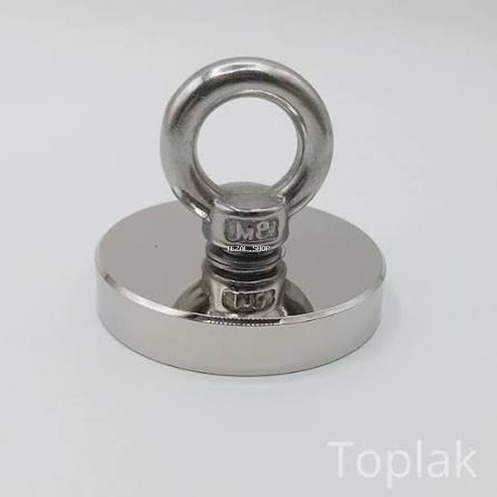 48 mm neodim qarmaqlı maqnit - Diametr: 48 mm - nikel örtüklü korpus - şəkil 3