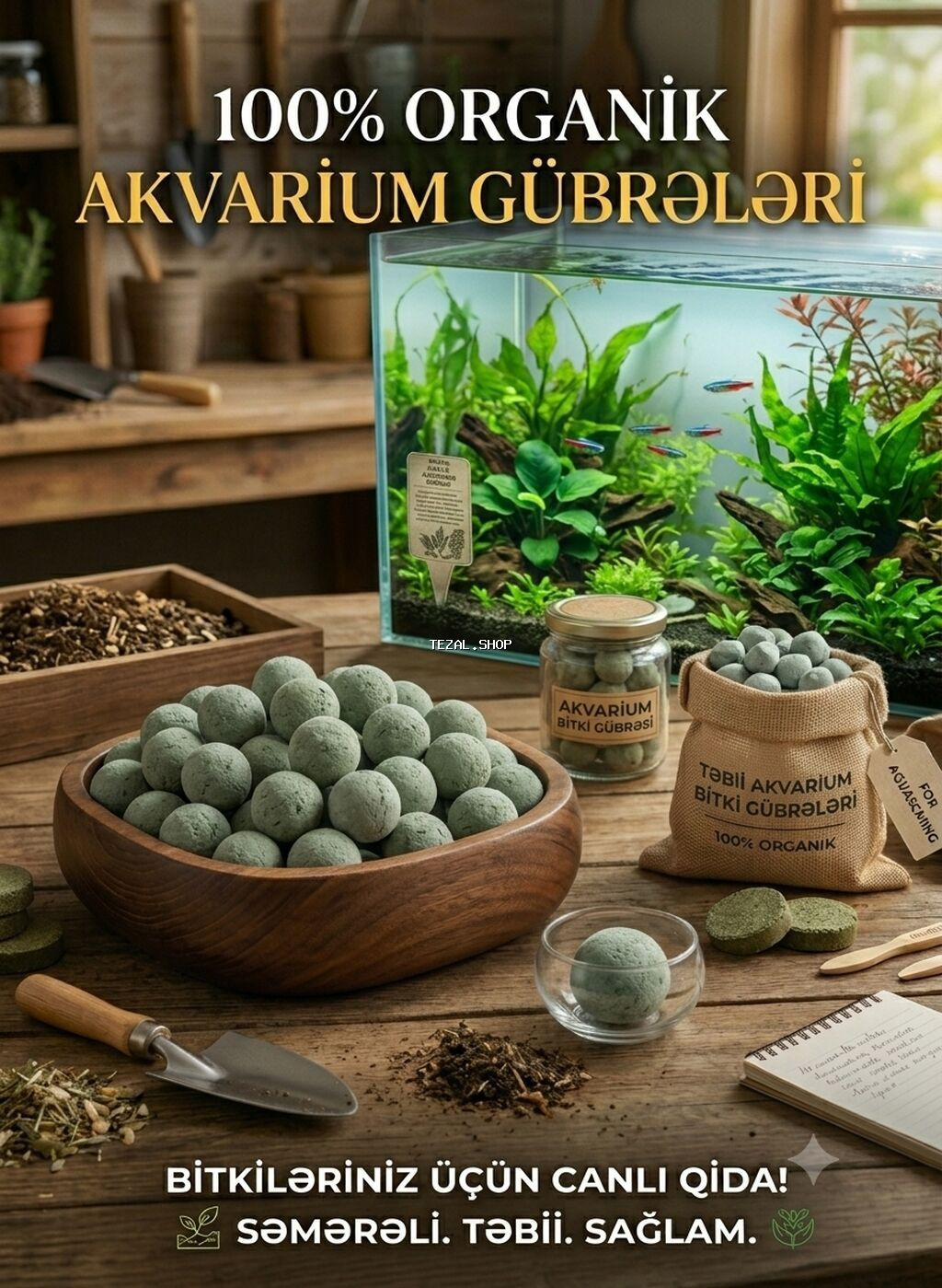 100% orqanik akvarium gübrələri – akvarium bitkiləri üçün təbii qida