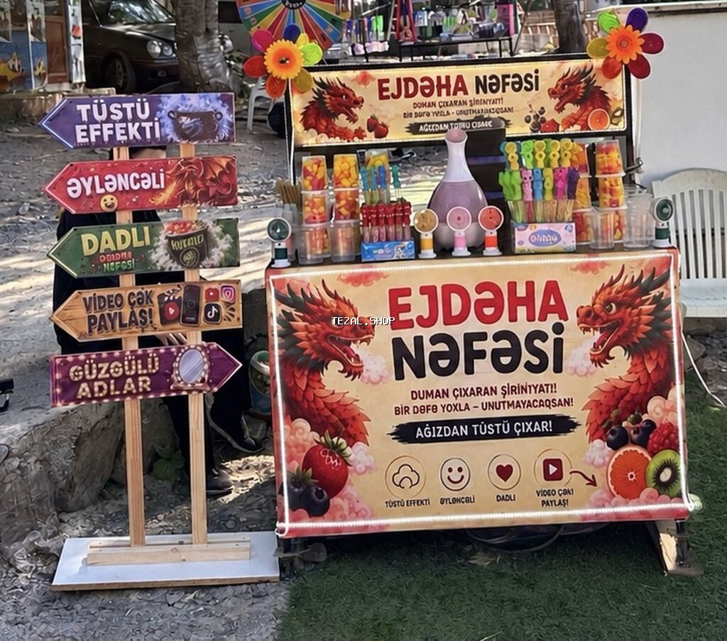 “Ejdəha Nəfəsi” duman çıxaran şirniyyat köşkü və avadanlıqları Hazir - şəkil 2