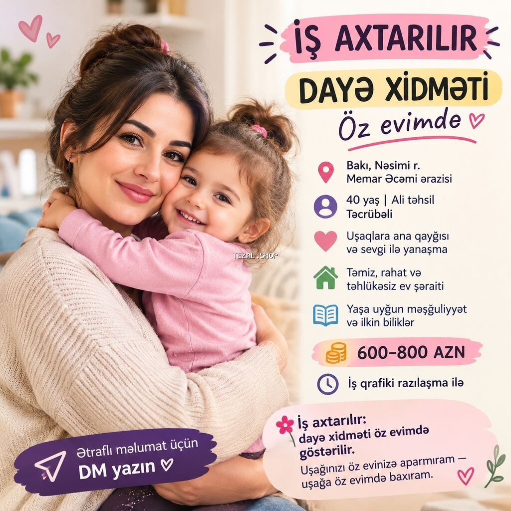 Daya xidməti – öz evimdə Məkan: Bakı, Nəsimi rayonu, Memar Əcəmi
