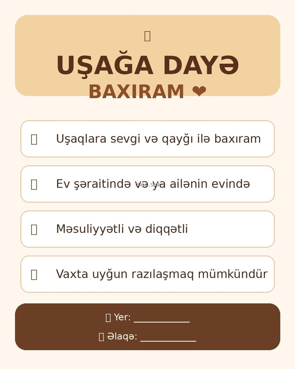 Uşağa dayə xidməti(0-5)yas gunluk 20 azndi - Uşaqlara sevgi və qayğı