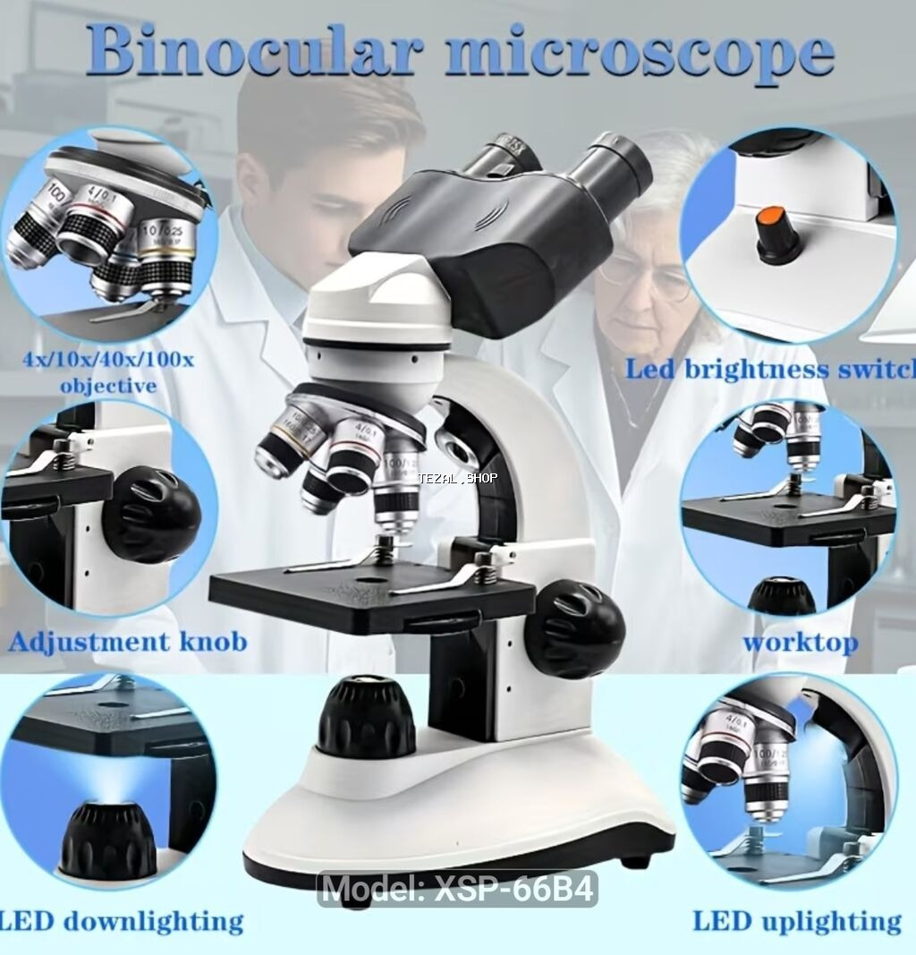 Mokroskop Ikiqat led ishiqlari İkiokulyarlı Bioloji Mikroskop Linza - şəkil 2