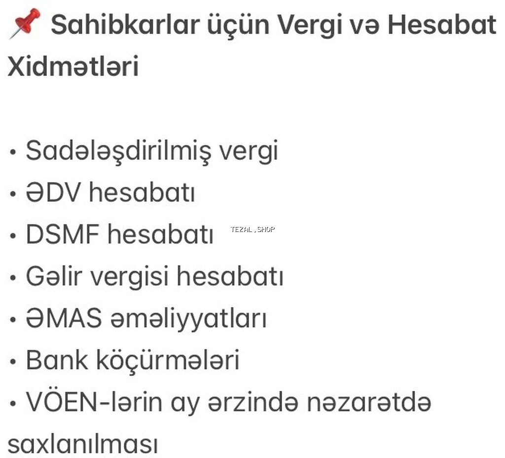 Mühasibat uçotu | Mühasibat uçotunun bərpası, Mühasibat uçotunun aparılması, Vergi uçotu üzrə məsləhət xidmətləri