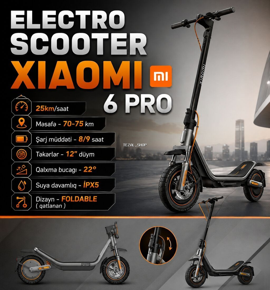 Yeni Elektrik samokat 12", 351 - 500 Vt, 26 - 35 km/s, Ünvandan götürmə, Pulsuz çatdırılma, Ödənişli çatdırılma