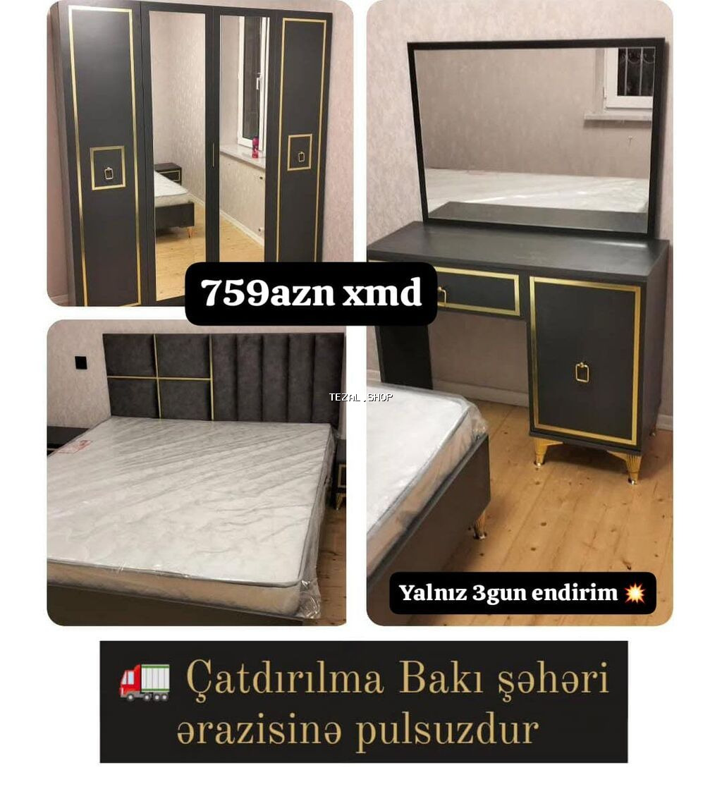 *Yataq dəsti* *Sifarişlə və yeni* Dəstə daxildir: Dolab : 2x1.60/47 - şəkil 4