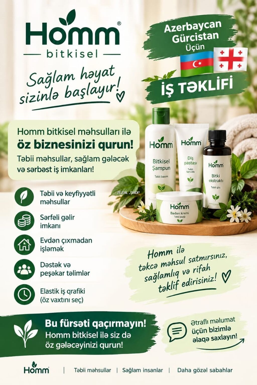 Homm bitkisel – sağlam həyat sizinlə başlayır! Xidmət: Homm bitkisel