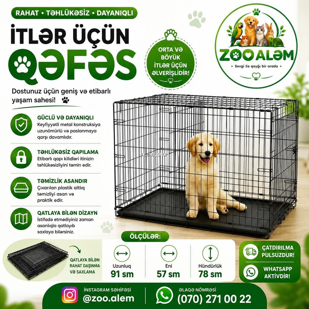 İt üçün qəfəs (it qəfəsi) İtlər üçün metal qəfəs Bu qəfəs itin evdə