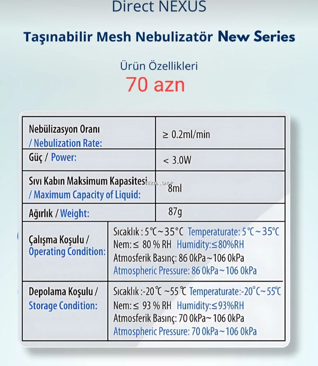 Direct NEXUS Taşınabilir Mesh Nebulizator – Yeni nəsil Qiymət: 70 AZN - şəkil 2