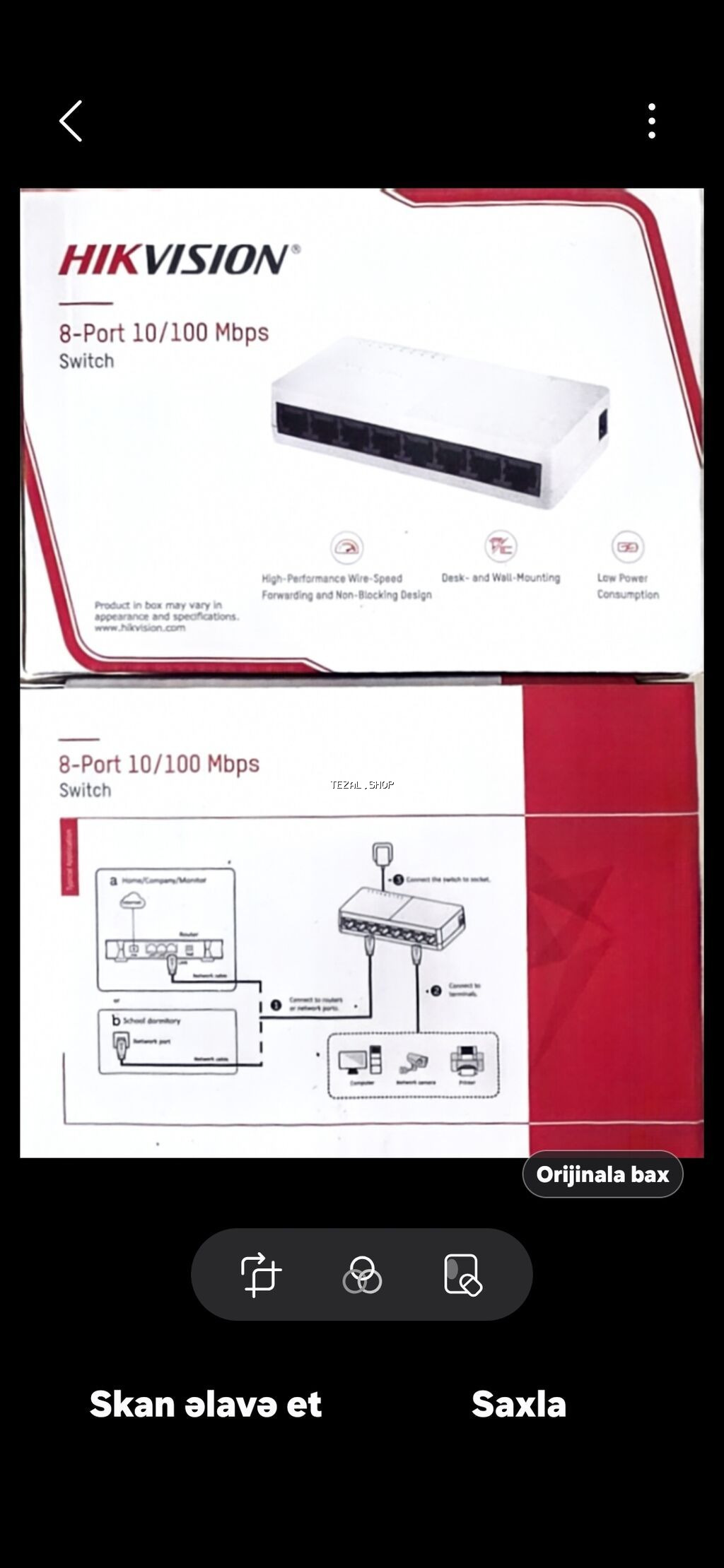 Hikvision 8-Port 10/100 Mbps Switch - 8 ədəd Fast Ethernet (10/100