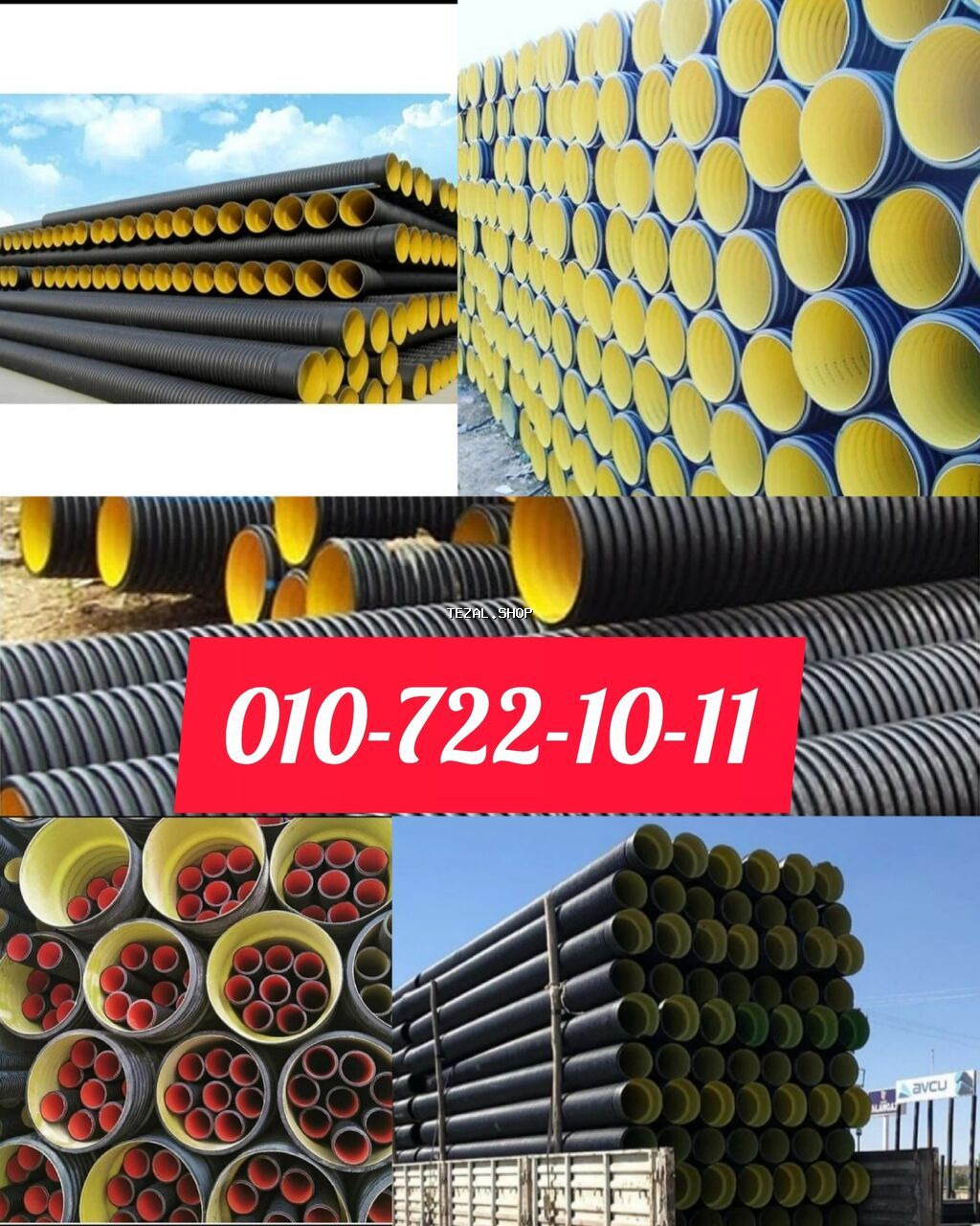 Kanalizasiya borusu, Qofralı, Plastik, 1000 mm, Yeni Bakı — TezAl.shop