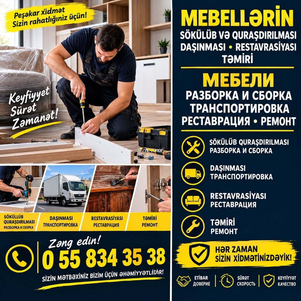 Mebel xidmətləri – peşəkar və sürətli Təklif edilən işlər: -