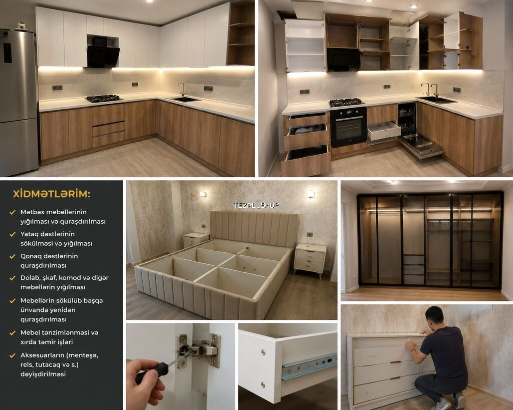 Mebel yığımı və quraşdırılması xidməti Peşəkar usta tərəfindən ev və