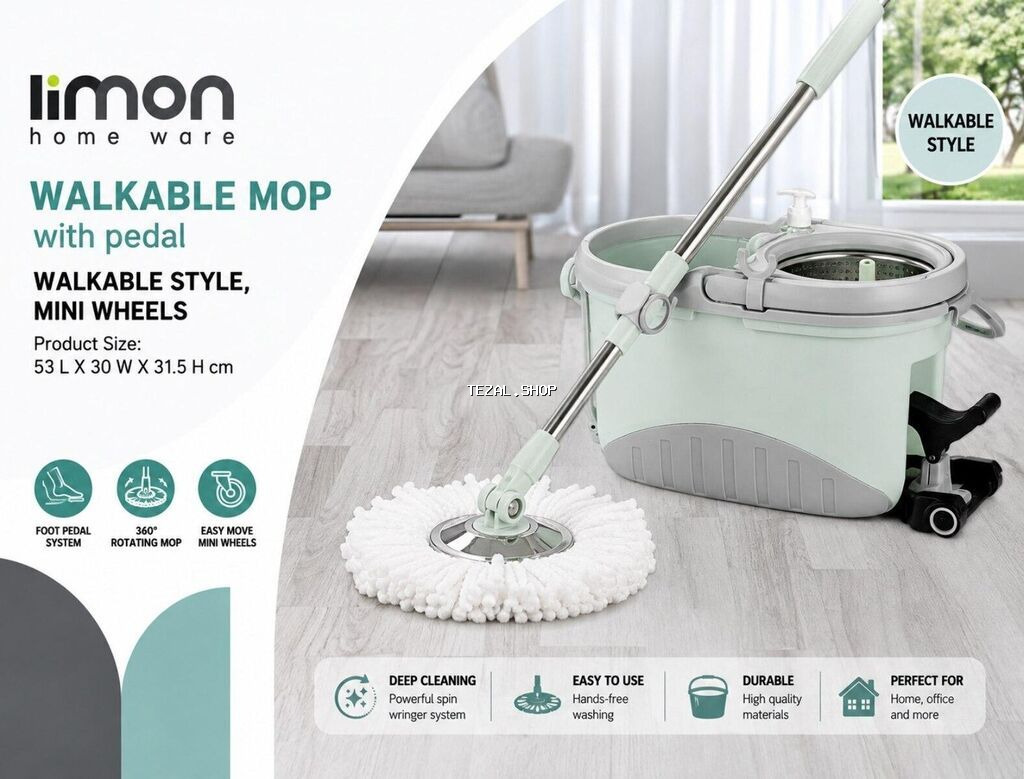 Limon döşəmə silən 🧹 PEDALLI VƏ TƏKƏRLİ MOP DƏSTİ Gündəlik təmizliyi