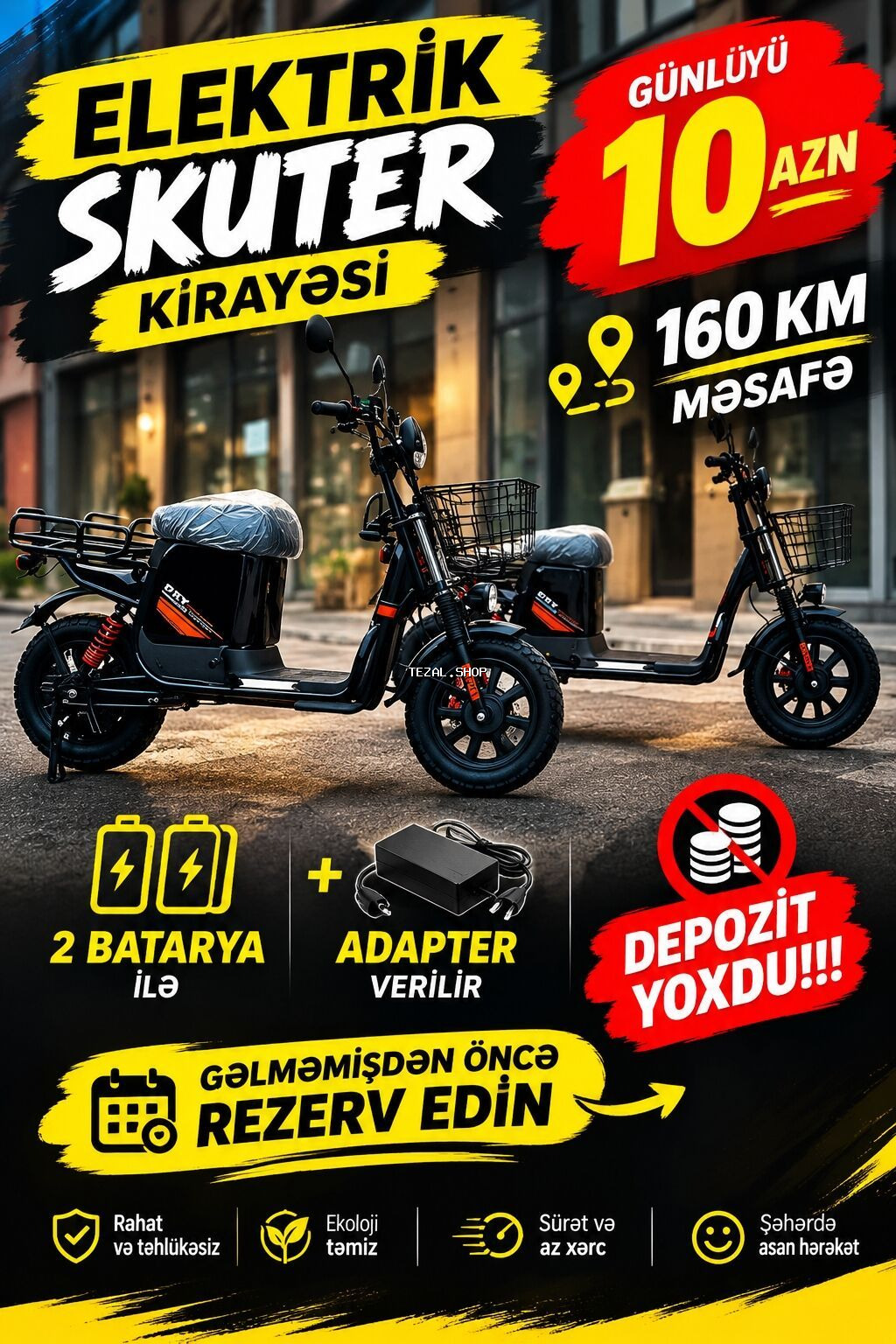 Elektrik skuter kirayəsi depozit yoxdu rezervasiya mütləqdi 2