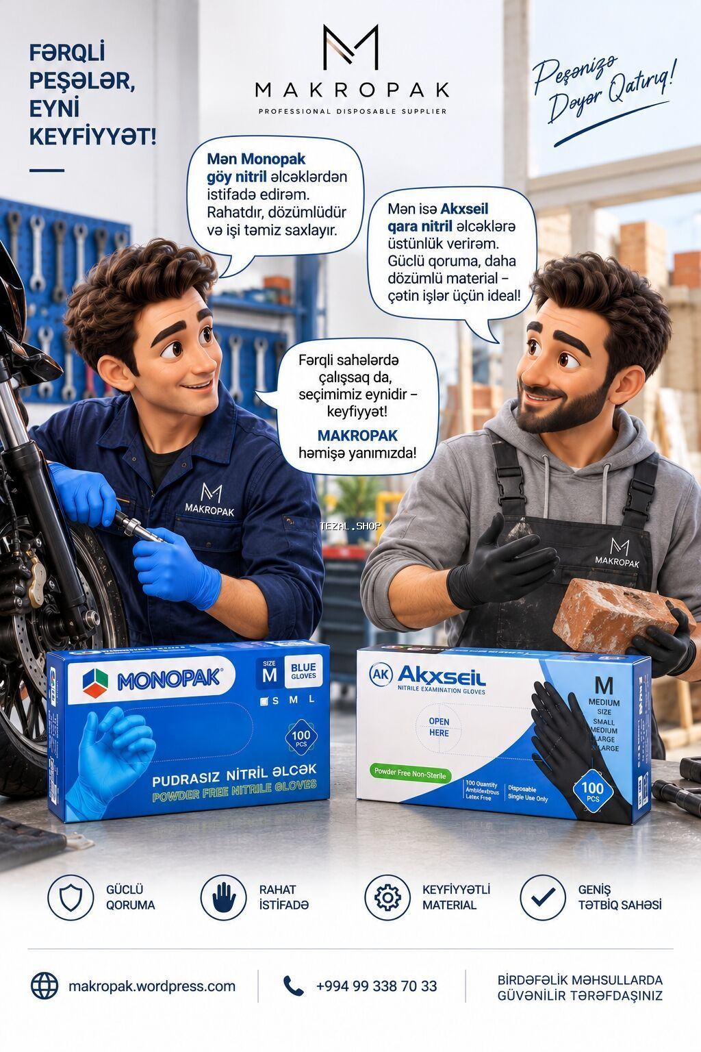 🧤 Hər işin öz tələbi, hər əlin öz qoruması var! MAKROPAK-da müxtəlif