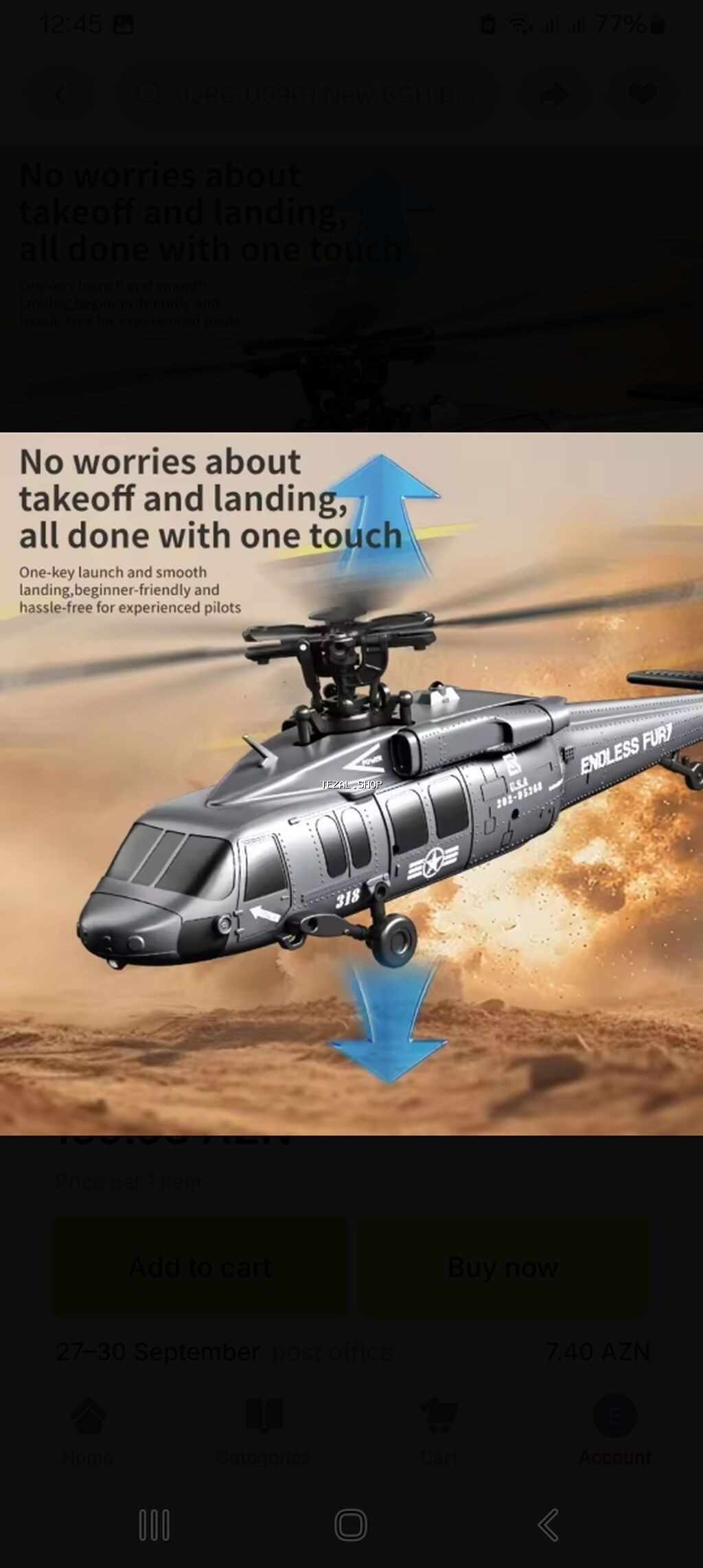 6 kanallı aerobatik RC helikopter - Realistik hərbi dizayn, “ENDLESS - şəkil 5