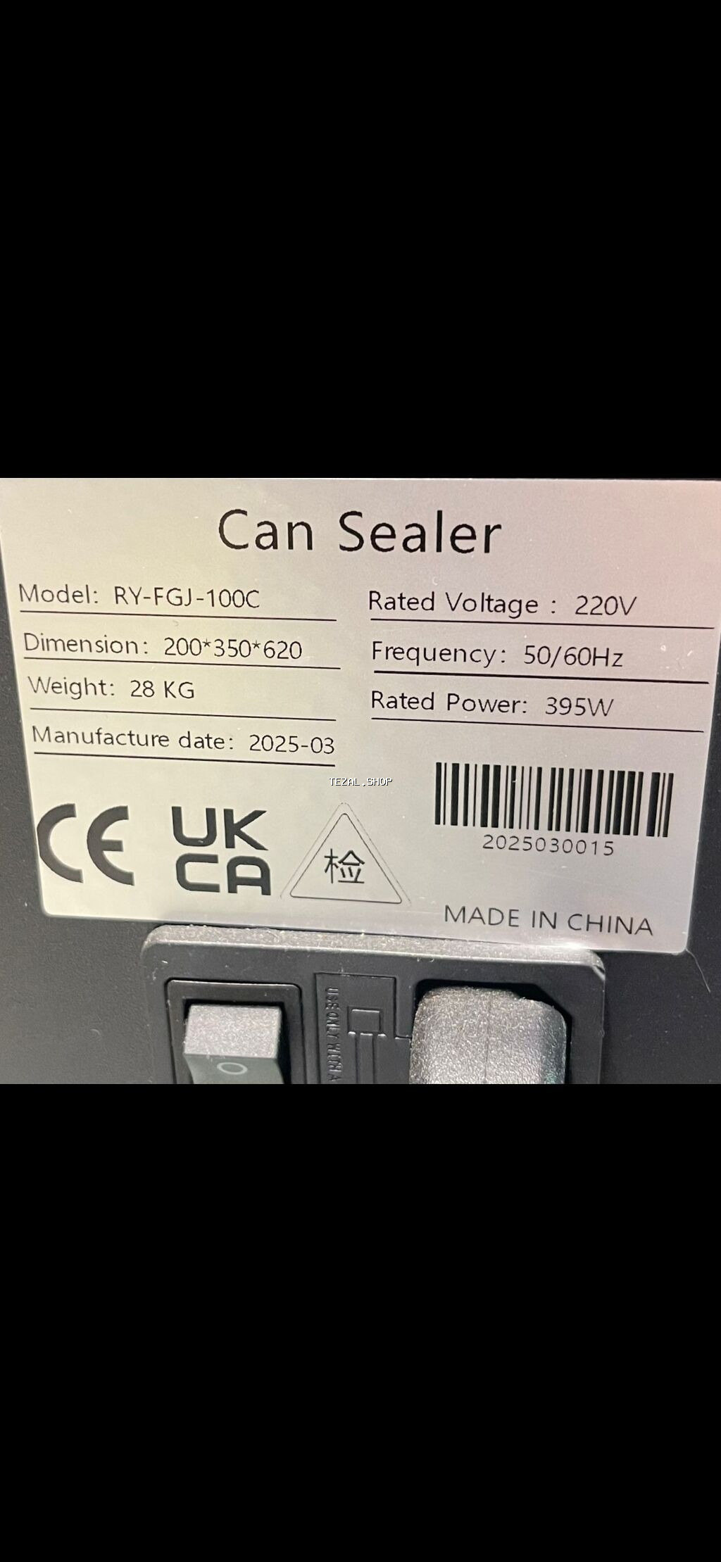 RY-FGJ-100C Can Sealer – avtomatik qapaqlama aparatı Texniki - şəkil 2