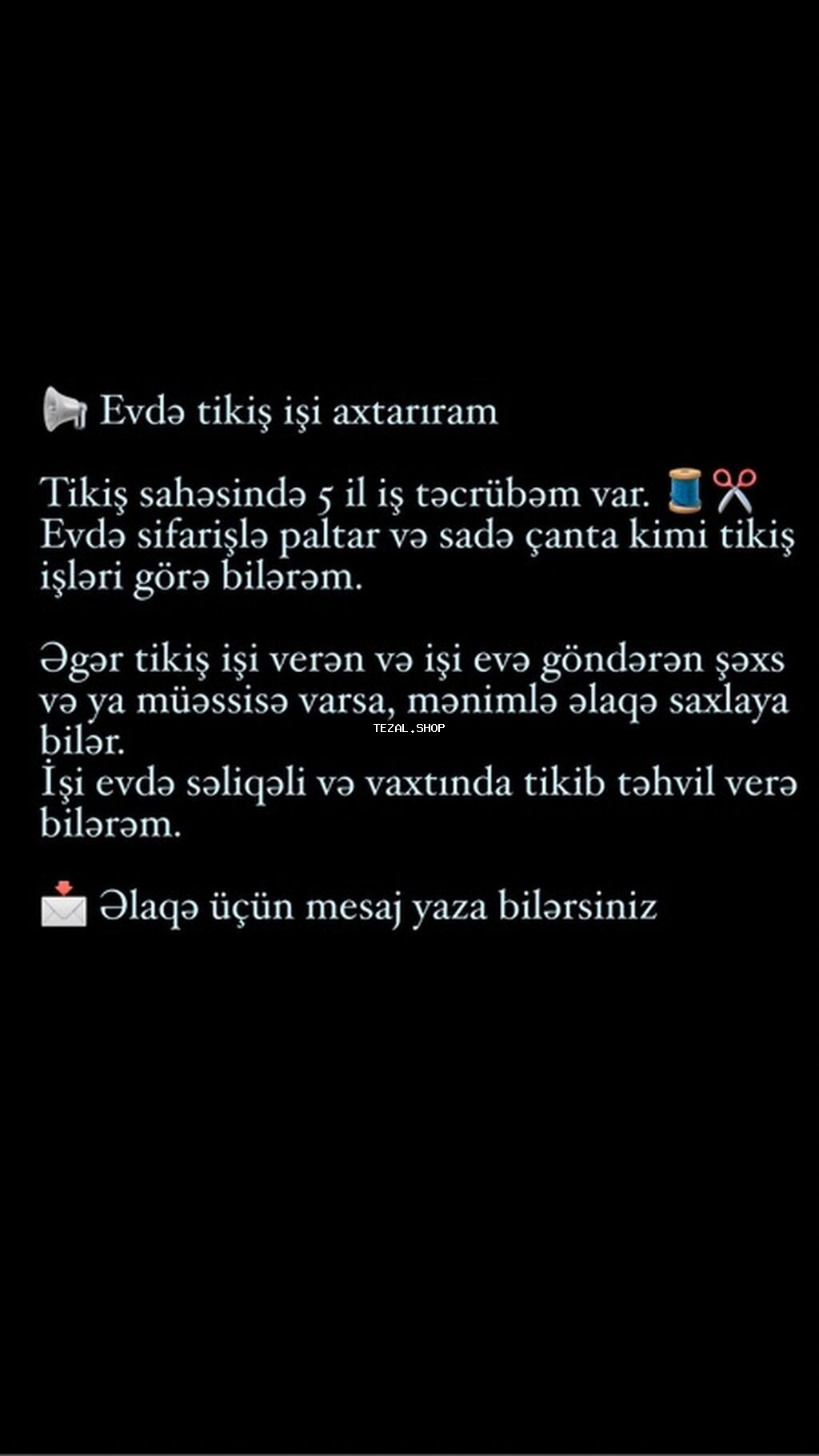Evdə tikish xidməti - 5 illik peşəkar təcrübə - Paltarların təmiri və
