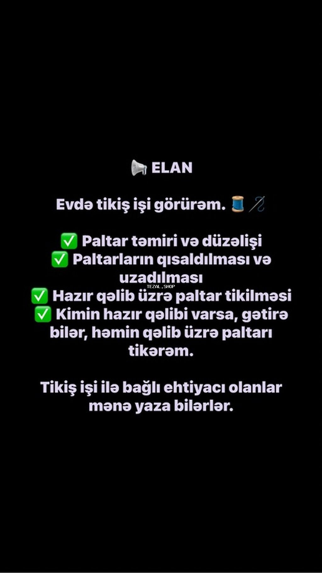 Evdə tikish xidməti - 5 illik peşəkar təcrübə - Paltarların təmiri və - şəkil 2