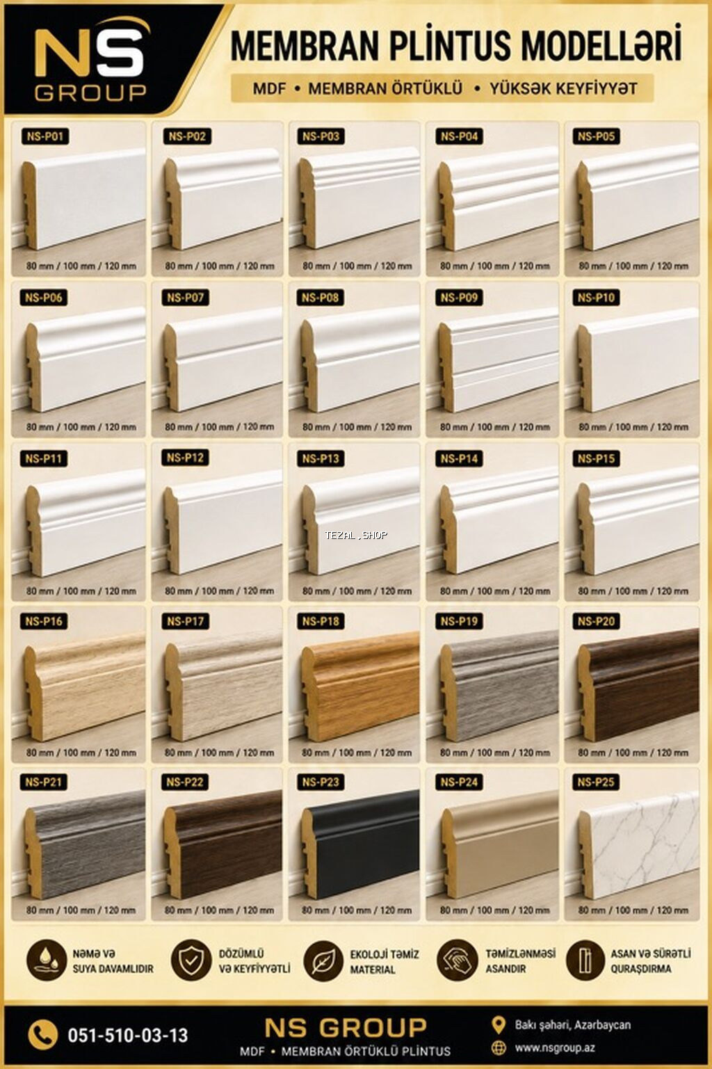 MDF plintus və dekorativ profil kolleksiyası - Material: nəmə davamlı - şəkil 5