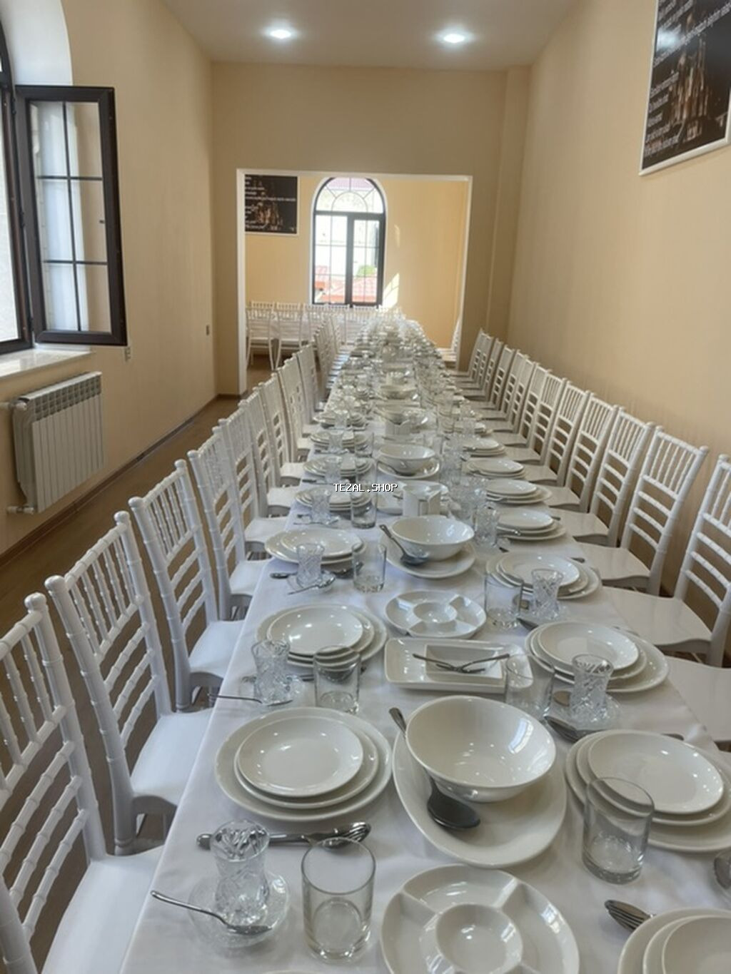 Çay dəsti, rəng - Ağ, Keramika, 150 nəfərlik, Azərbaycan