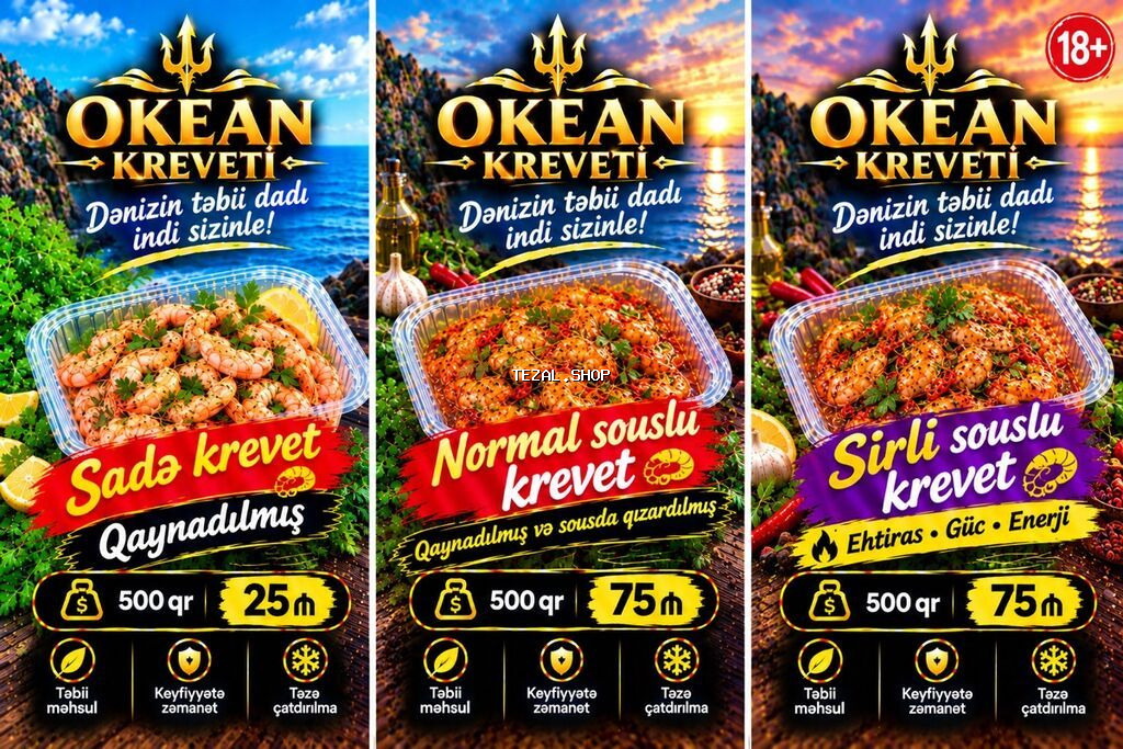 Okean Kreveti – dənizin təbii dadı indi sizinlə! Məhsul: Krevet - şəkil 2