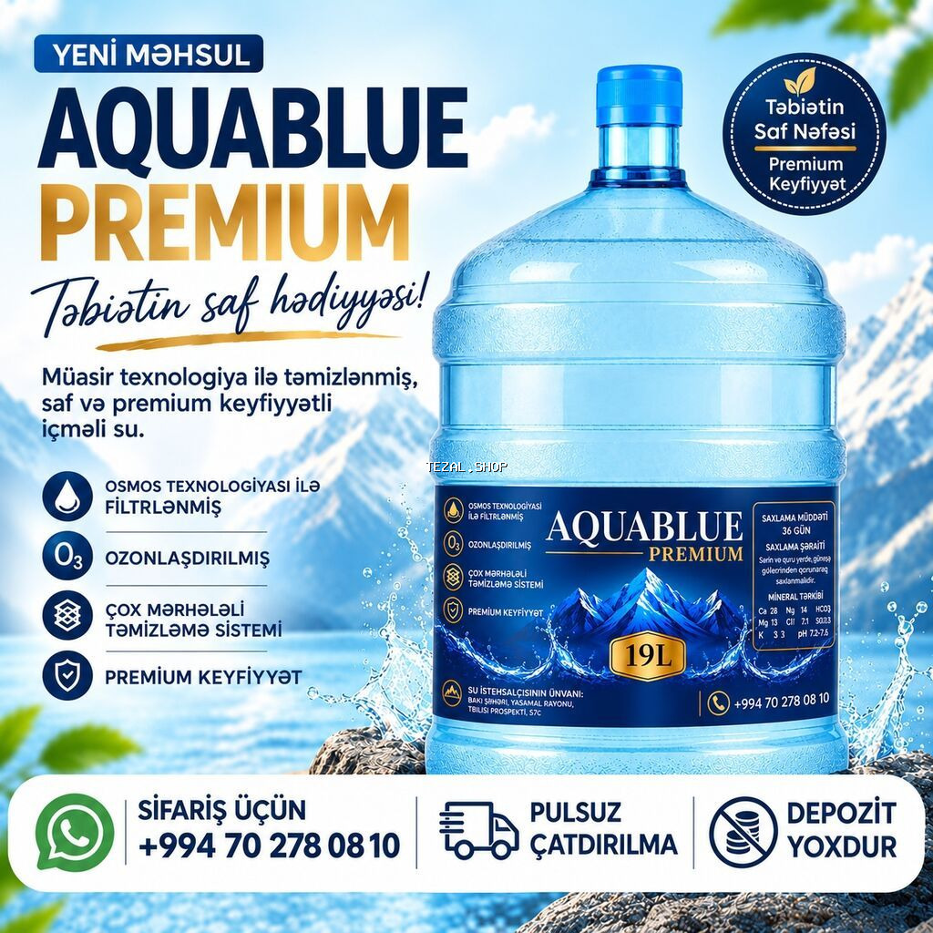 AQUABLUE PREMIUM – 19L içməli su 4.80 Azn - Müasir texnologiya ilə - şəkil 2