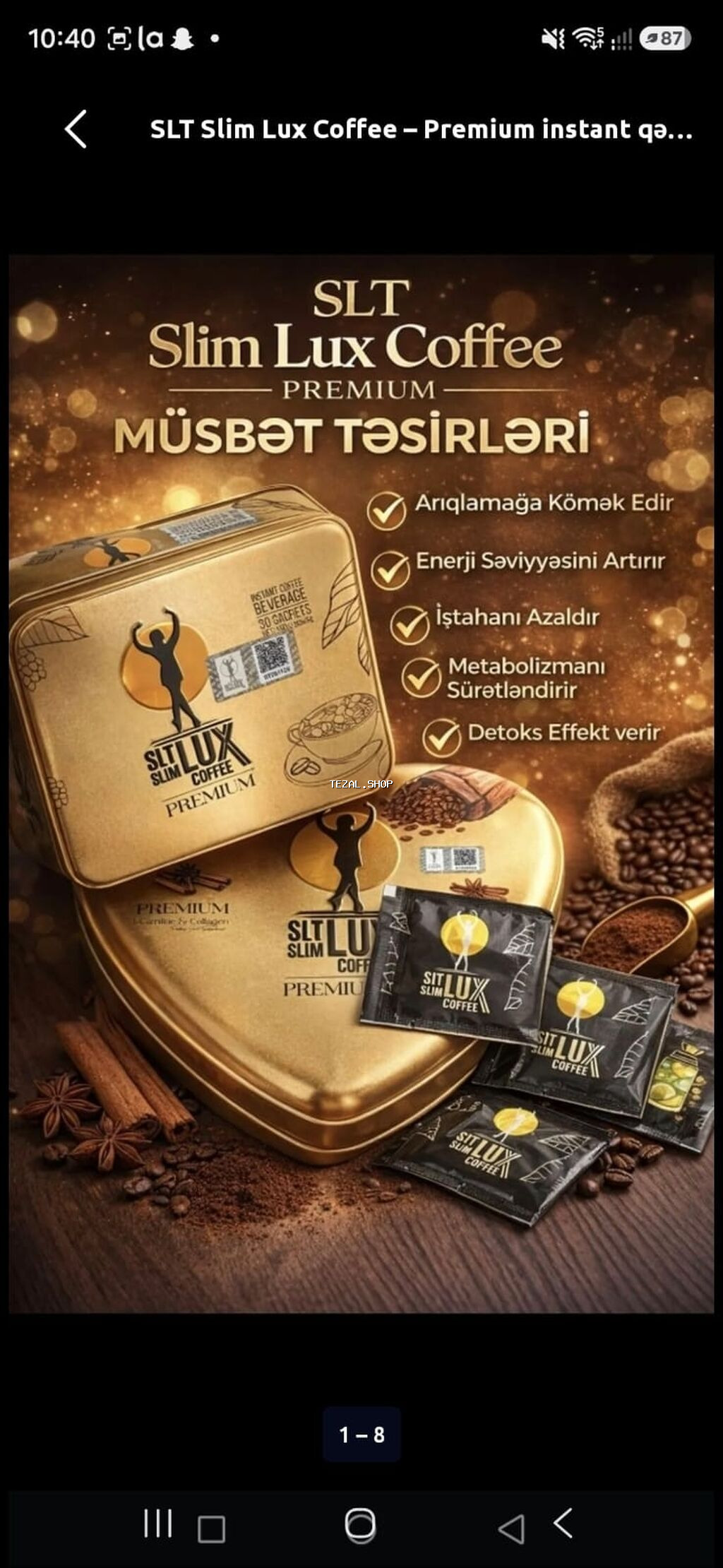 Məhsul: SLT Slim Lux Coffee – Premium instant qəhvə içkisi - - şəkil 2