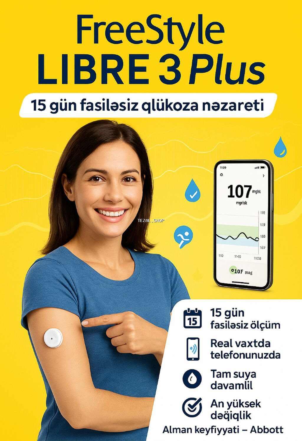 ⚡ 15 gün — fasiləsiz və dəqiq qan şəkərinə nəzarət! ⚡ Qolunuza taxın - şəkil 2
