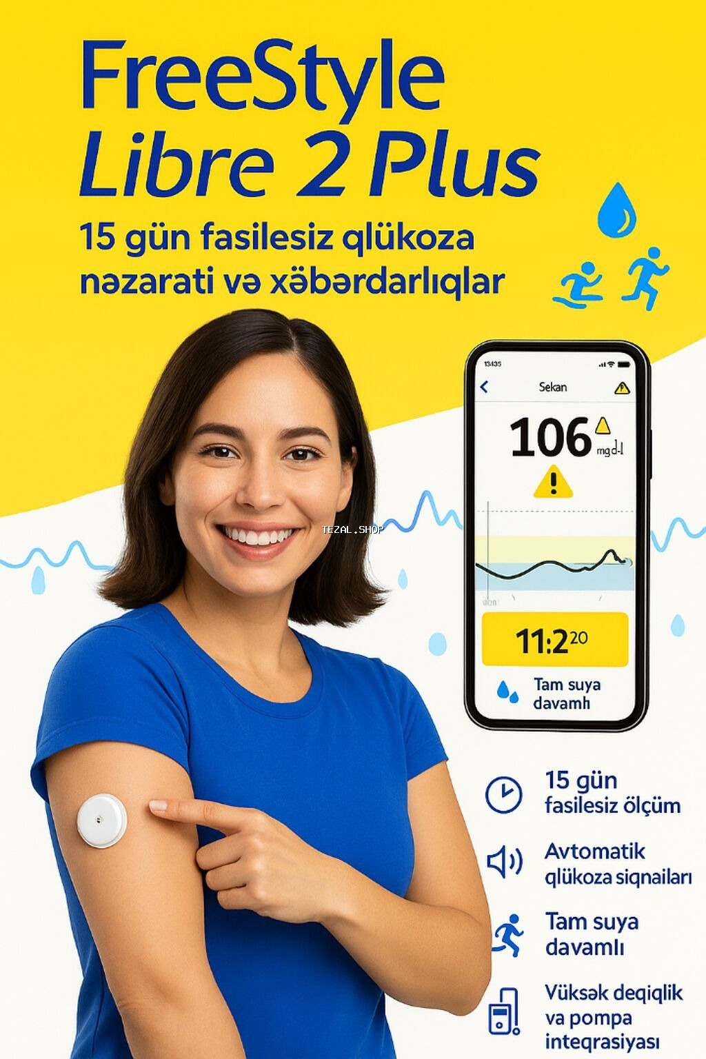 🟡 FreeStyle Libre 2 Plus — qlükozanı fasiləsiz izləmək üçün müasir - şəkil 2