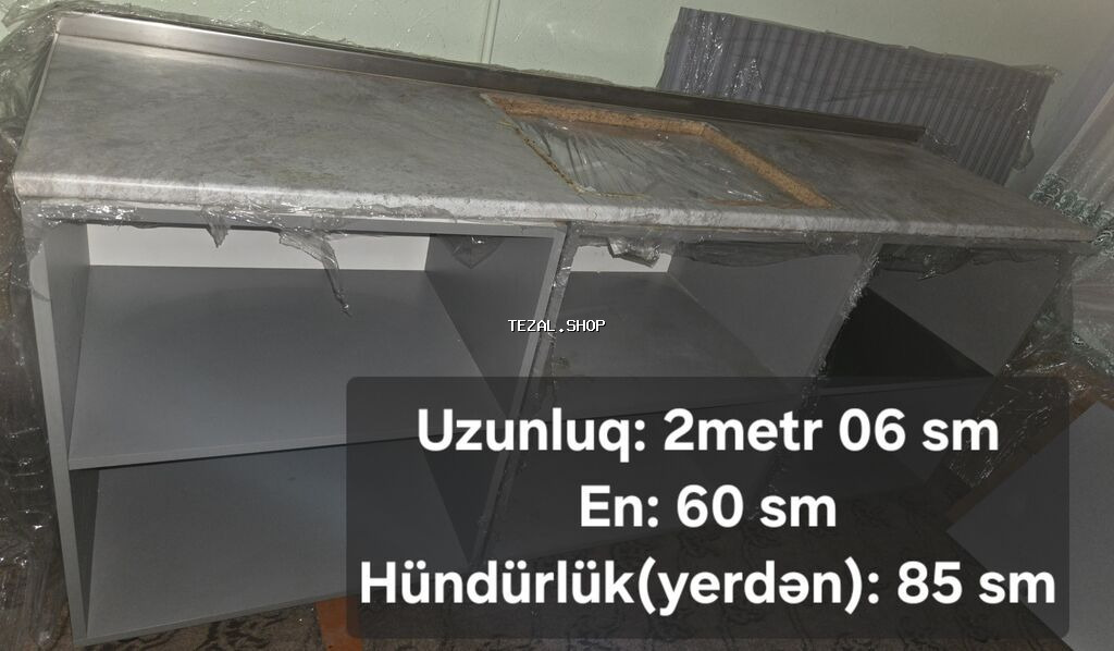 💢 Mətbəx dolabı, uzunluq 2m 06sm, en 60 sm, hündürlik 85 sm, 👉 üst