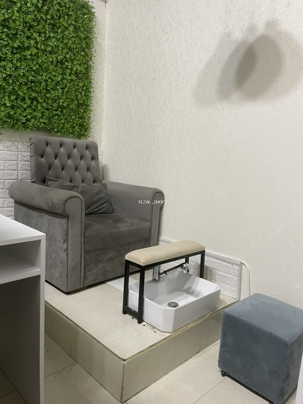 Pedikür üçün salon komplekti - Yumşaq, samti toxumalı boz rəngli