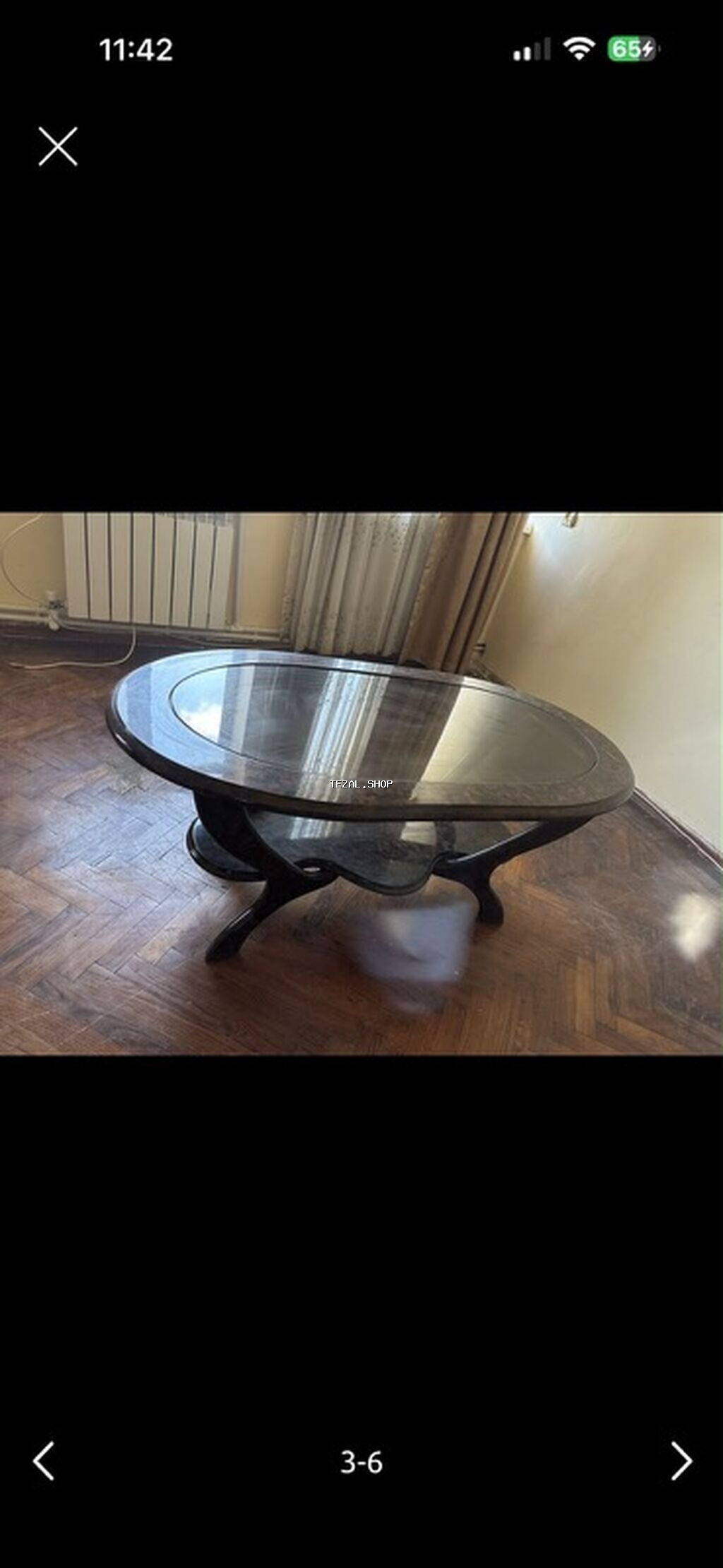 Oval masa, Açılmayan, Təkərsiz, Şüşə, Türkiyə, Zəmanətsiz, Ünvandan götürmə, Pulsuz quraşdırılma