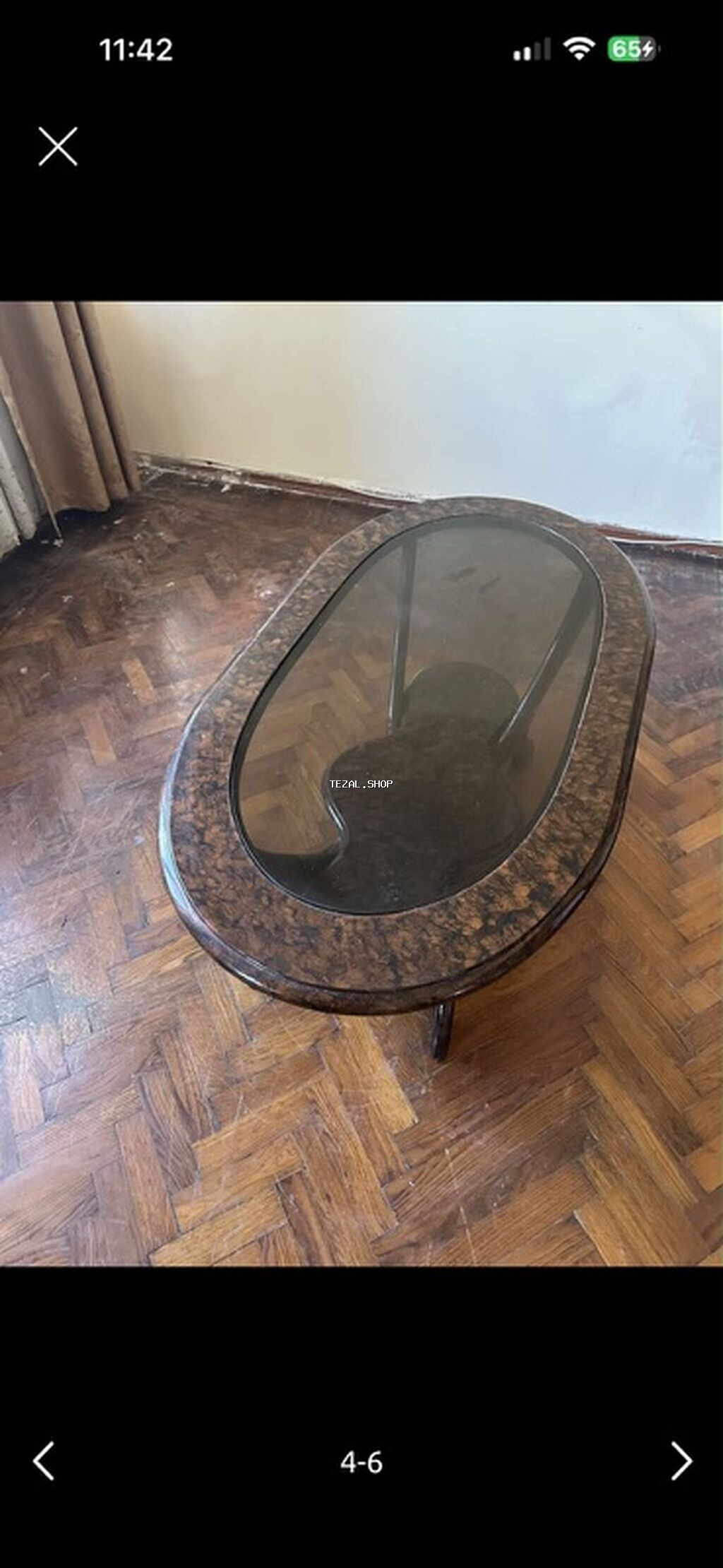 Oval masa, Açılmayan, Təkərsiz, Şüşə, Türkiyə, Zəmanətsiz, Ünvandan götürmə, Pulsuz quraşdırılma - şəkil 2