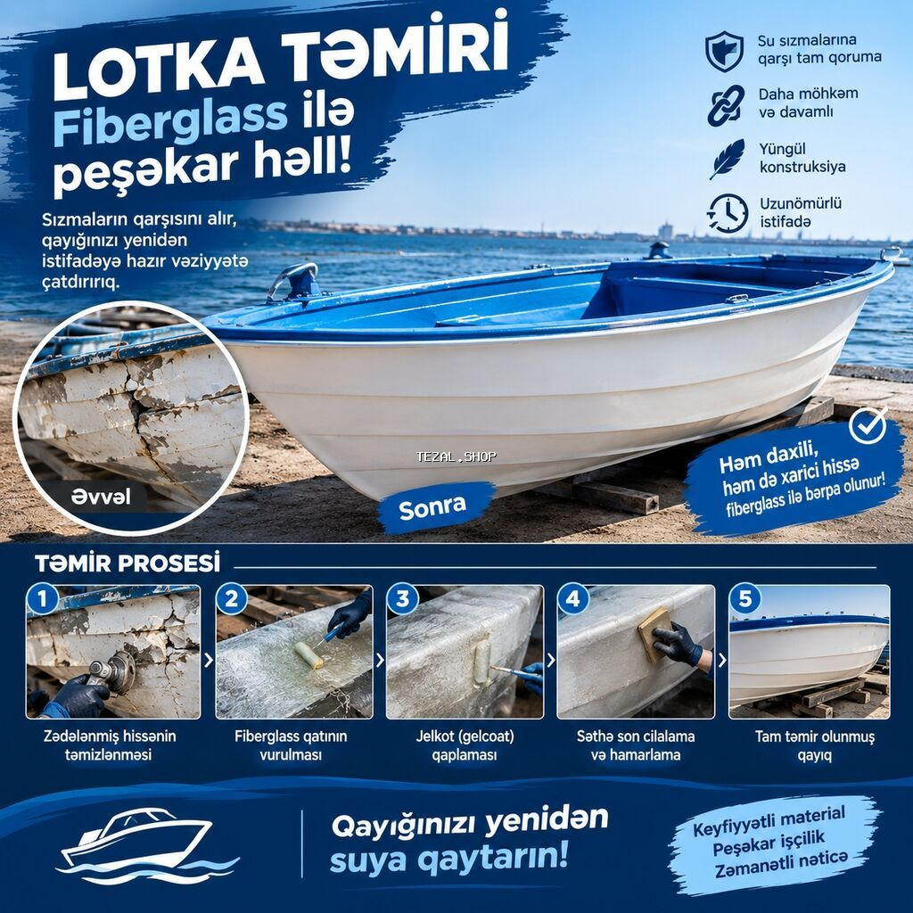 Qayiq temiri. Taxta qayiqlarin Fiberglassla temiri TAXTA LOTKA VƏ - şəkil 2