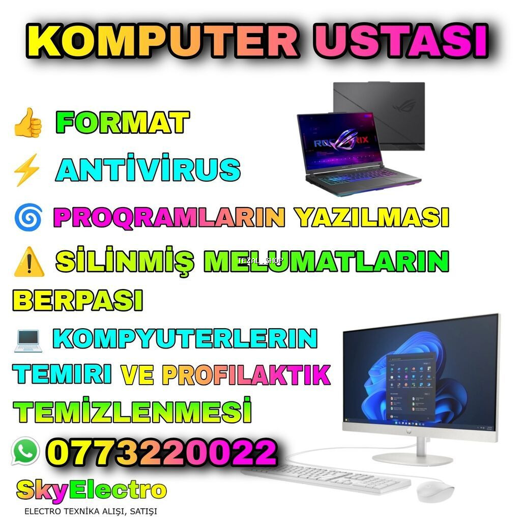💻👍 SKYELECTRO KOMPUTER/NOUTBUK USTASI - 0773220022 whatsapp 💿 FORMAT Bakı — TezAl.shop