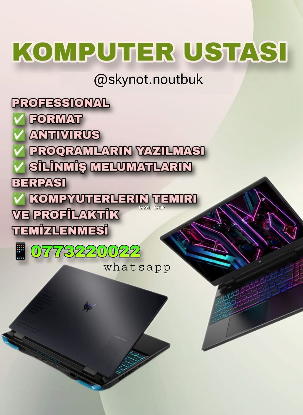 💻👍 SKYELECTRO KOMPUTER/NOUTBUK USTASI - 0773220022 whatsapp 💿 FORMAT - şəkil 5