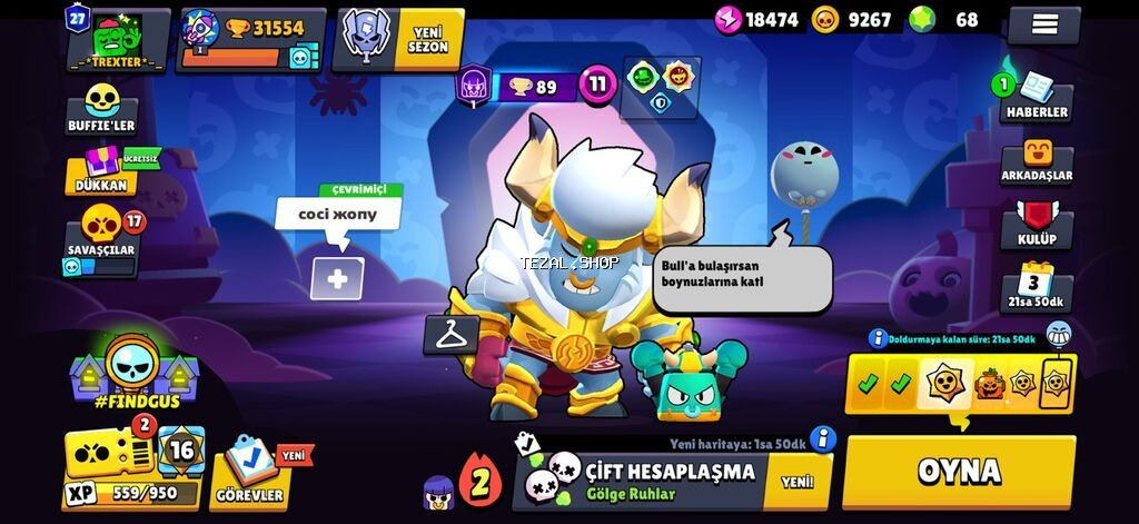 Brawl Stars hesabı – yüksək səviyyəli kosmetika və resurslarla -
