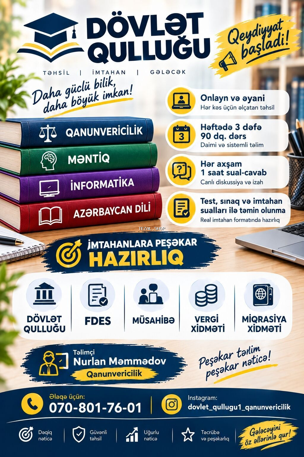📚 Dövlət qulluğuna hazırlıq başladı! Artıq həm paket şəklində, həm də